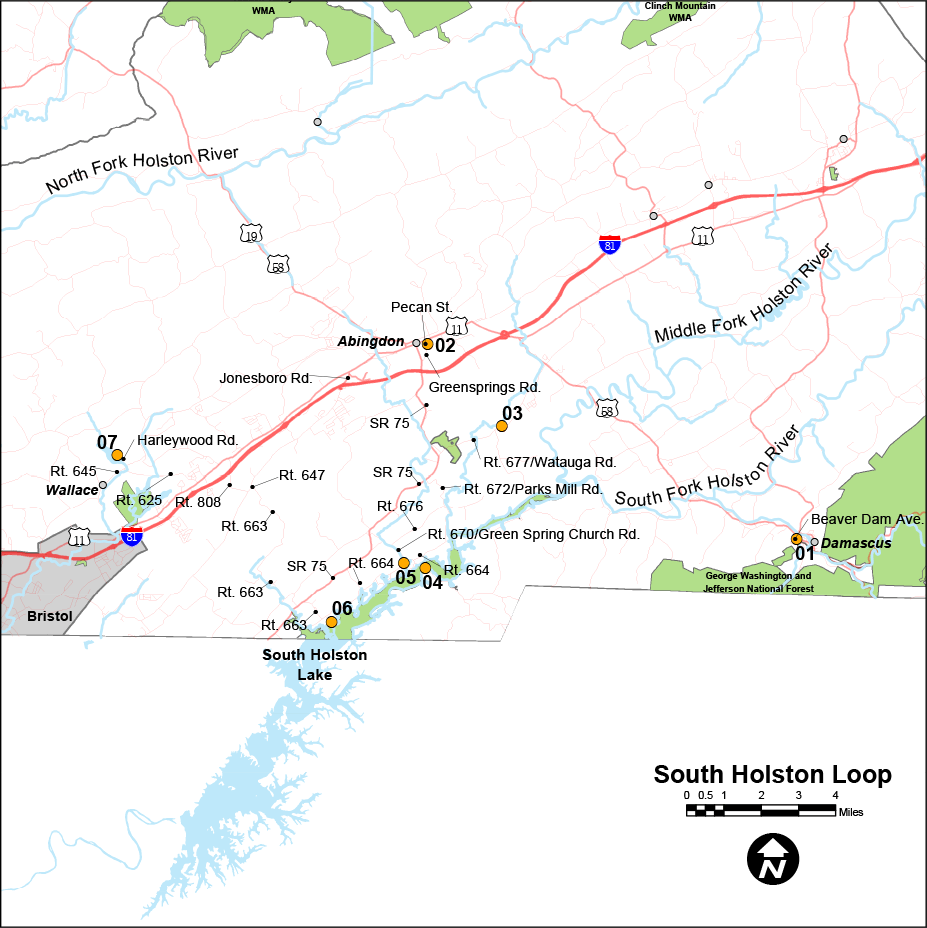 Haga clic para abrir un PDF del mapa de South Holston Loop