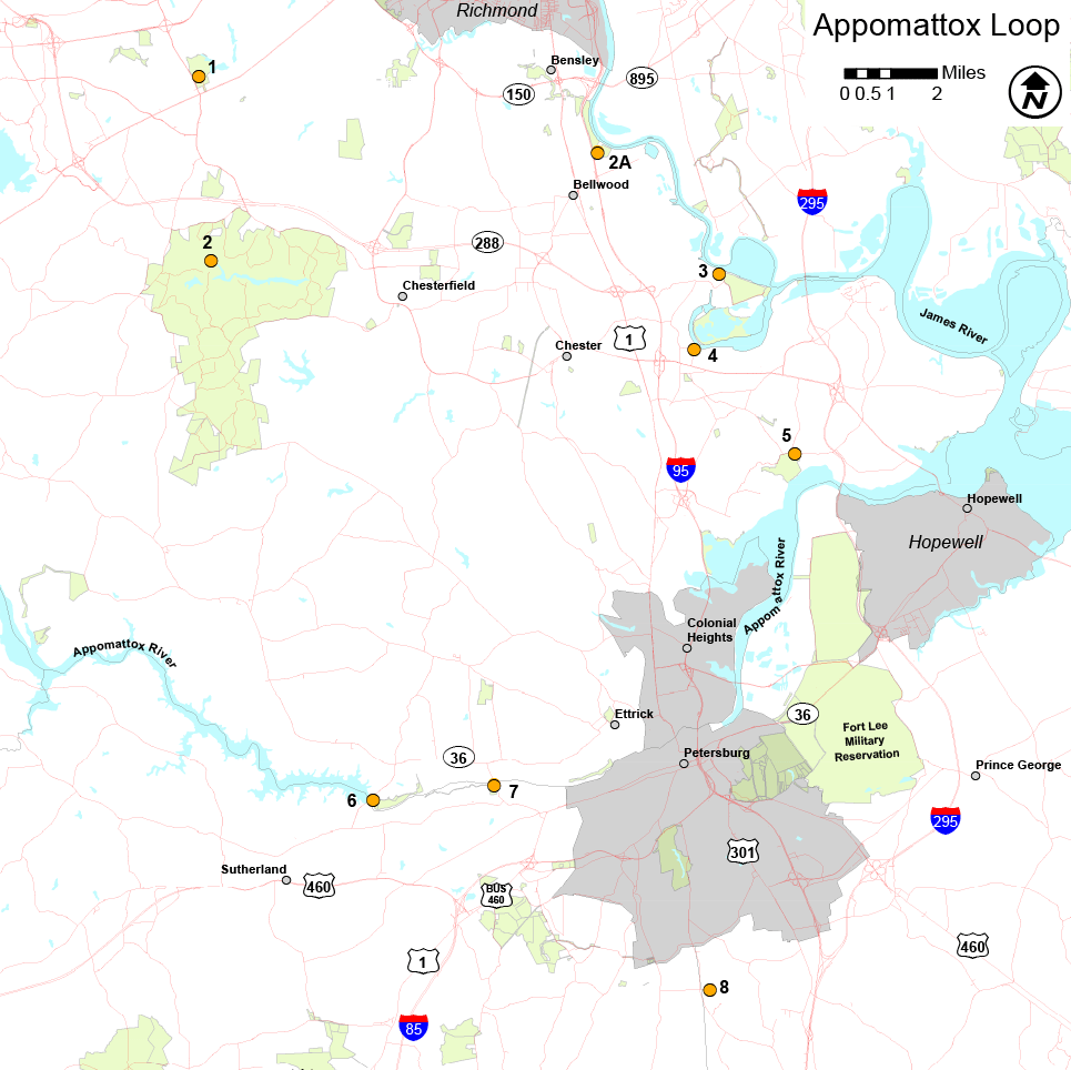 Haga clic para abrir un PDF del mapa de bucle de Appomattox