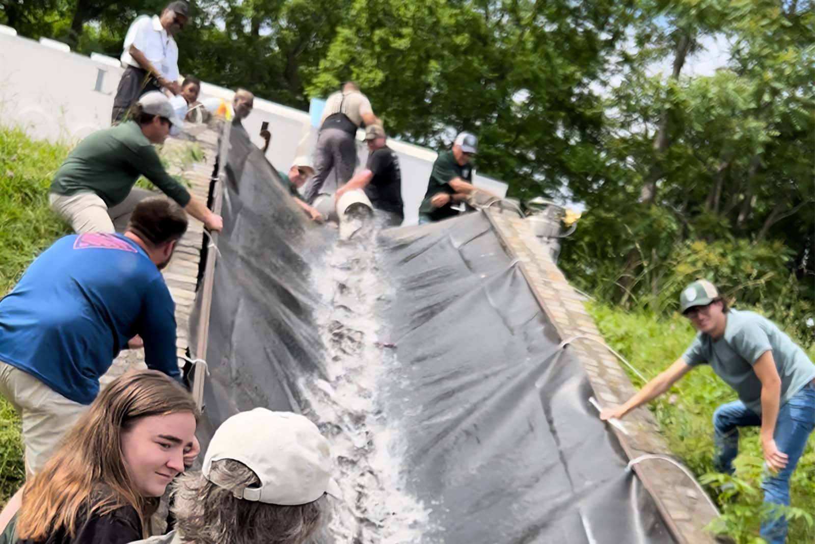 Voluntarios trabajando en un proyecto