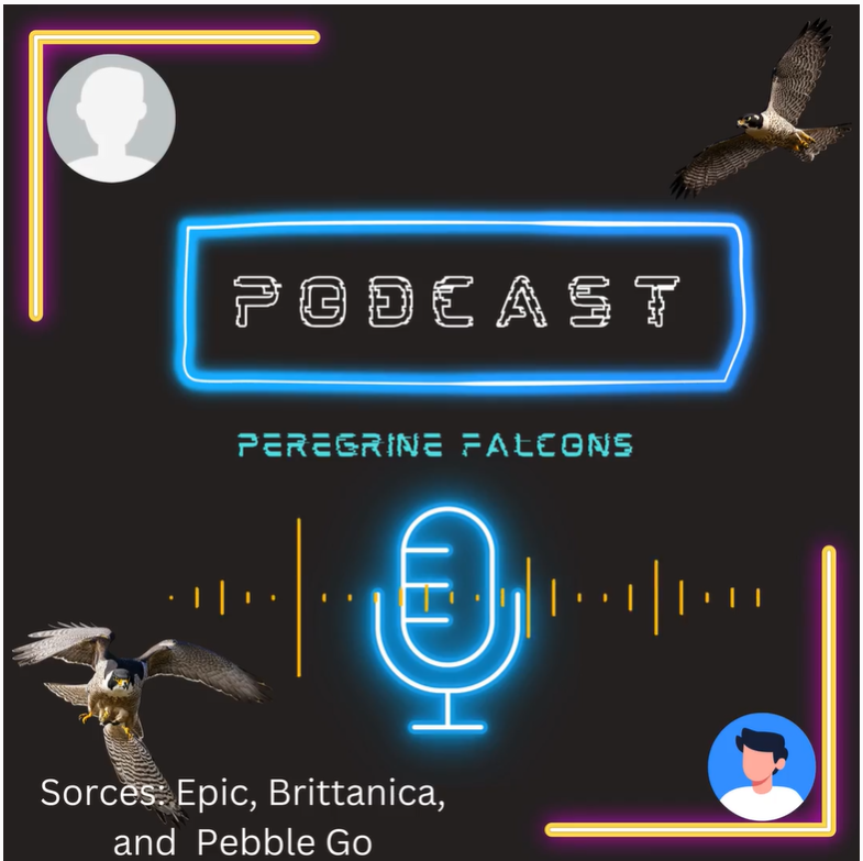 Una imagen del logotipo del podcast del programa del halcón peregrino de la escuela primaria