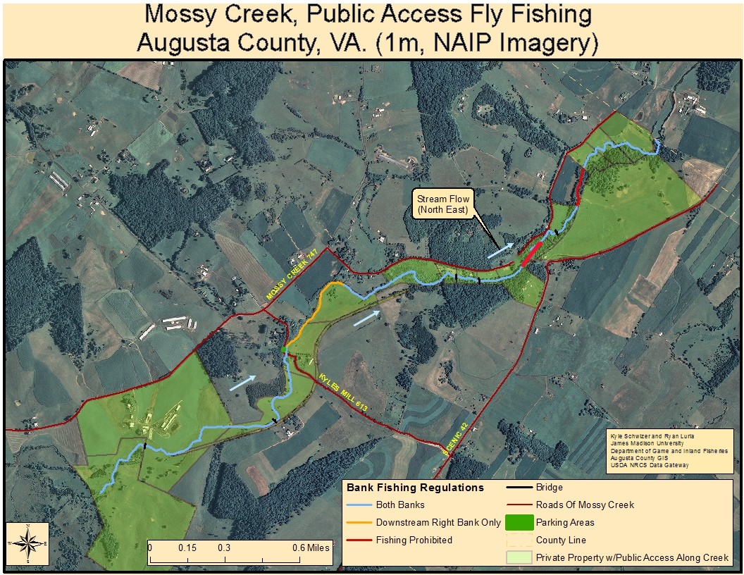 Un mapa de imágenes satelitales que muestra el Área de Regulación Especial de Mossy Creek