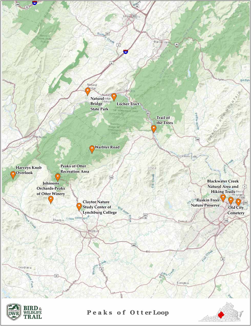 Haga clic para abrir el mapa del bucle de los picos de la nutria en formato PDF en una nueva pestaña