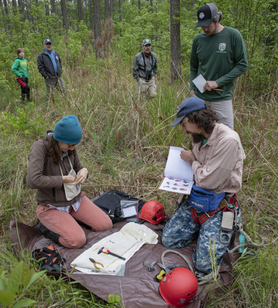 Biólogos preparándose para el anillamiento.