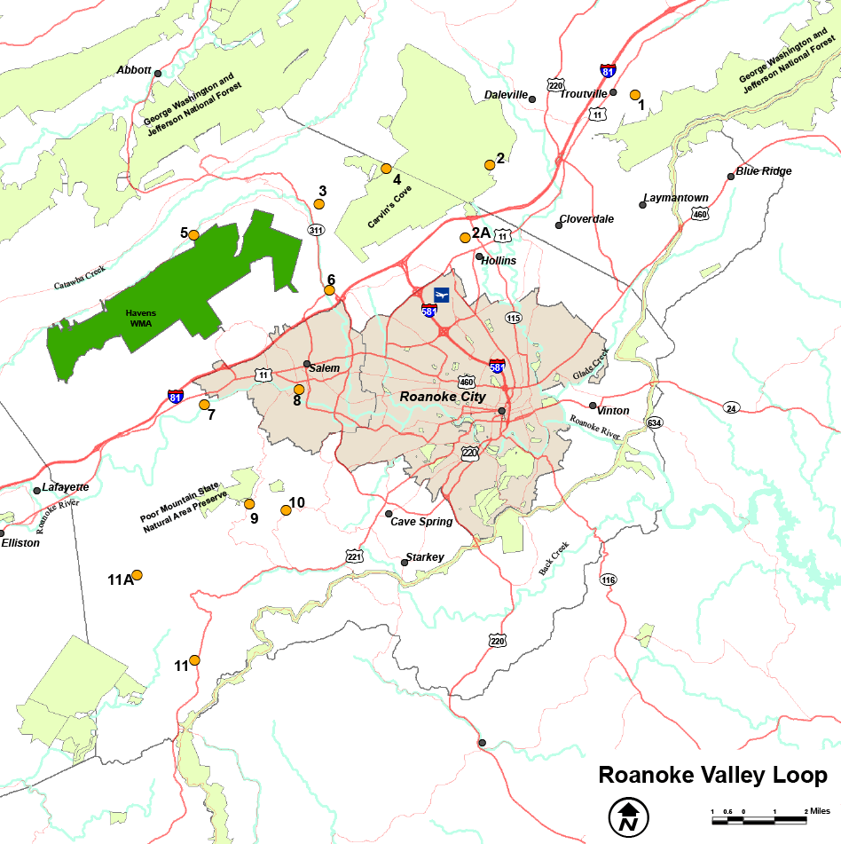 Haga clic para abrir el PDF del mapa del circuito del valle de Roanoke
